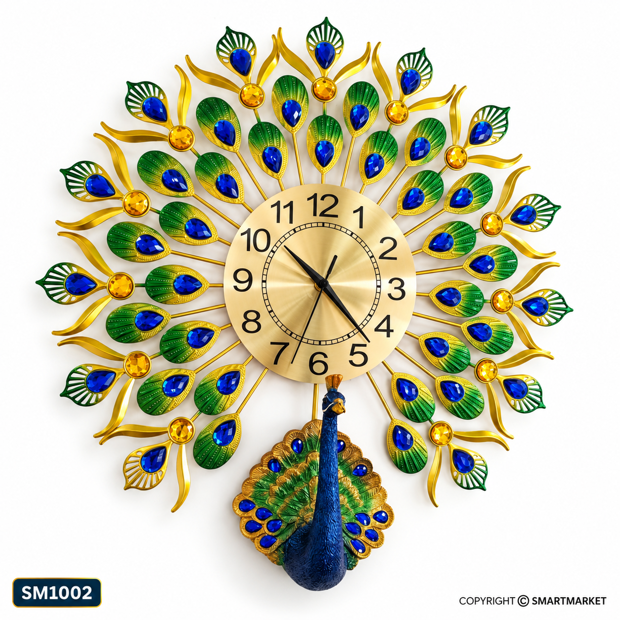 Funky Decors 3D Peacock Feather Open Wall Clock - Image 3